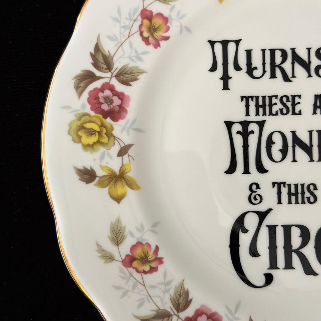 Turns Out These Are My Monkeys – Vintage Upcycled China Plate, Funny Mum Gift