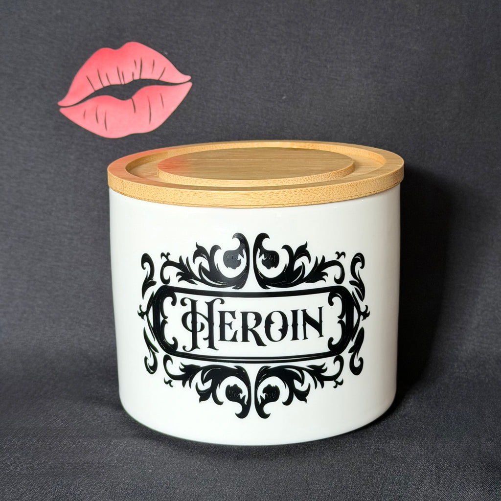 Funny Statement Storage Canister Heroin, Decorative Kitchen Storage Jar, Bold Home Decor, Sassy Swears