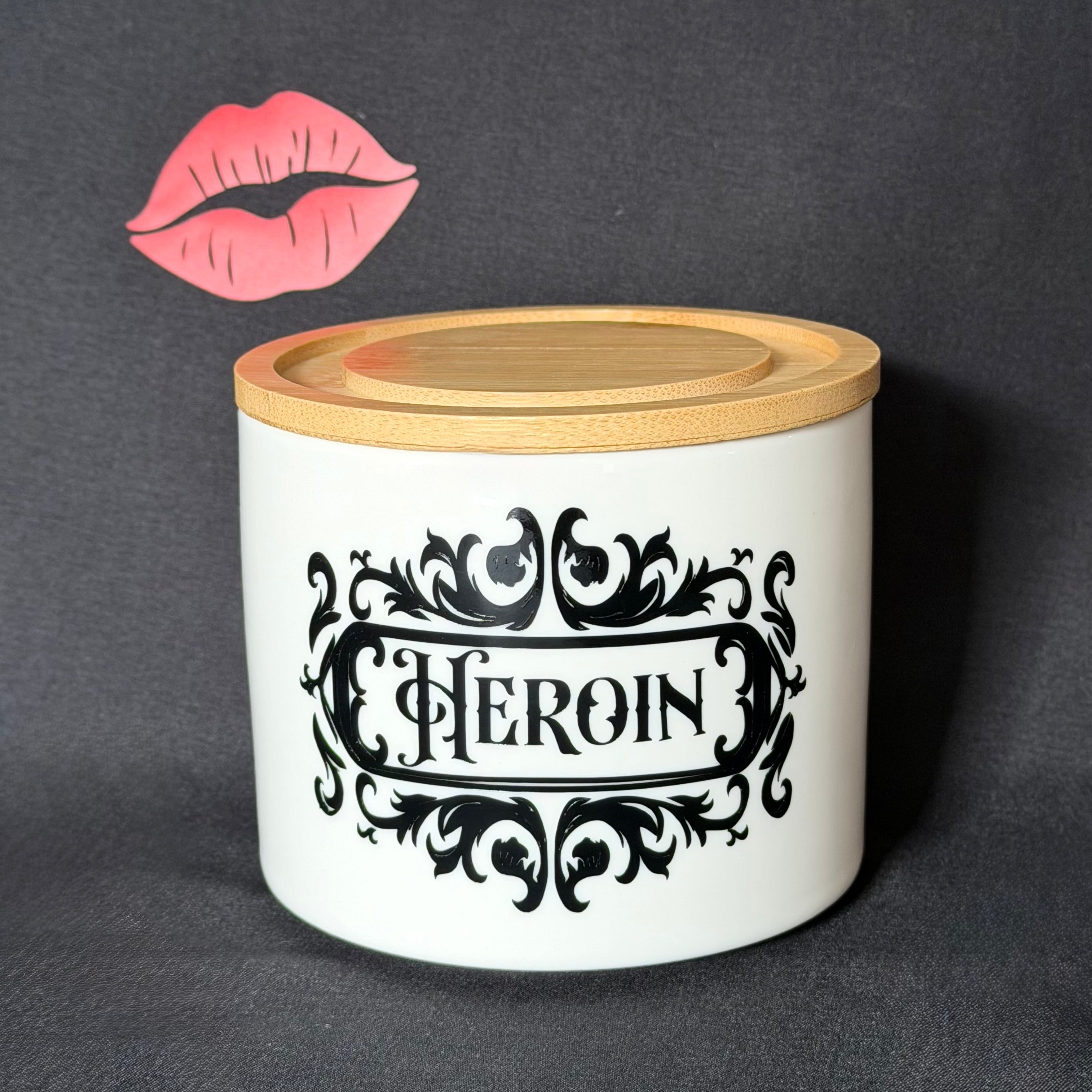 Funny Statement Storage Canister Heroin, Decorative Kitchen Storage Jar, Bold Home Decor, Sassy Swears