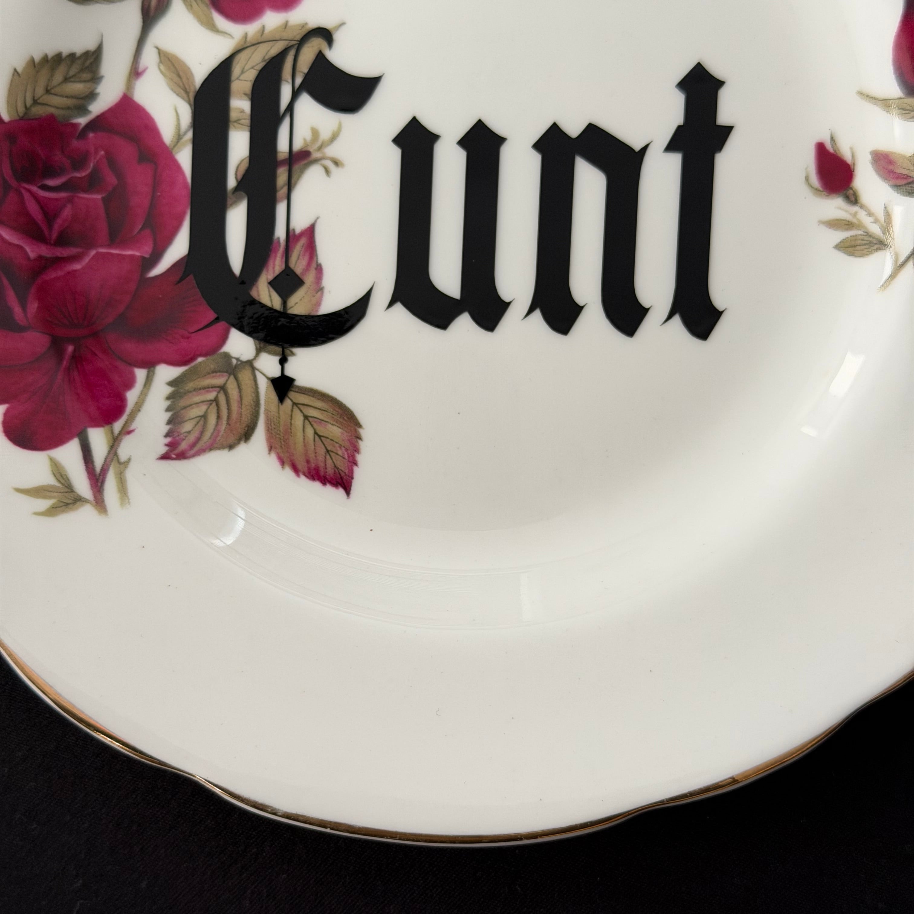 Cunt, Hand Decorated Vintage Bone China Plate, Decorative Gift, Home Decor