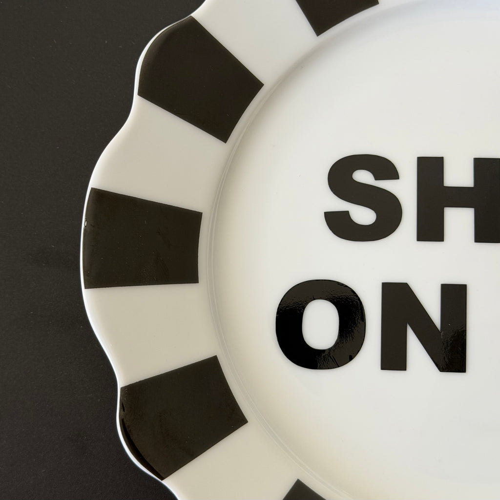 Shit On It Plate, Funny Sweary Decor, Modern Black and White Statement Decor