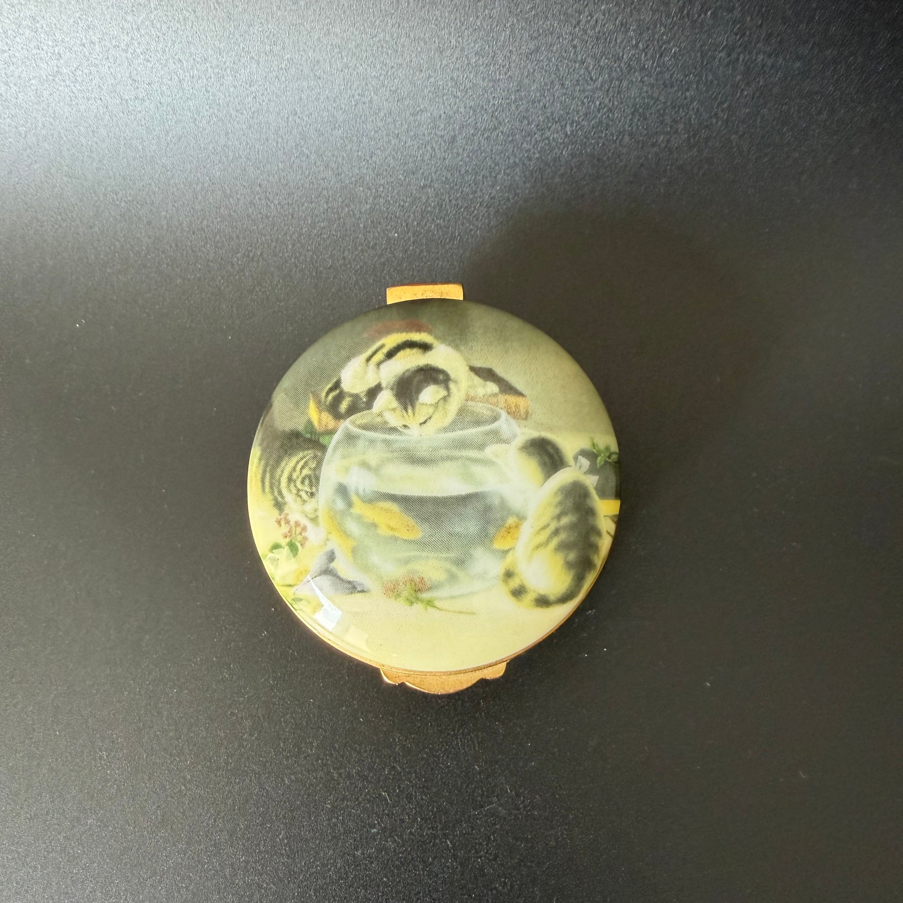 Vintage Cat Trinket Box, Hidden Message Cunt inside, Falcon China, Kitsch Meets Chaos