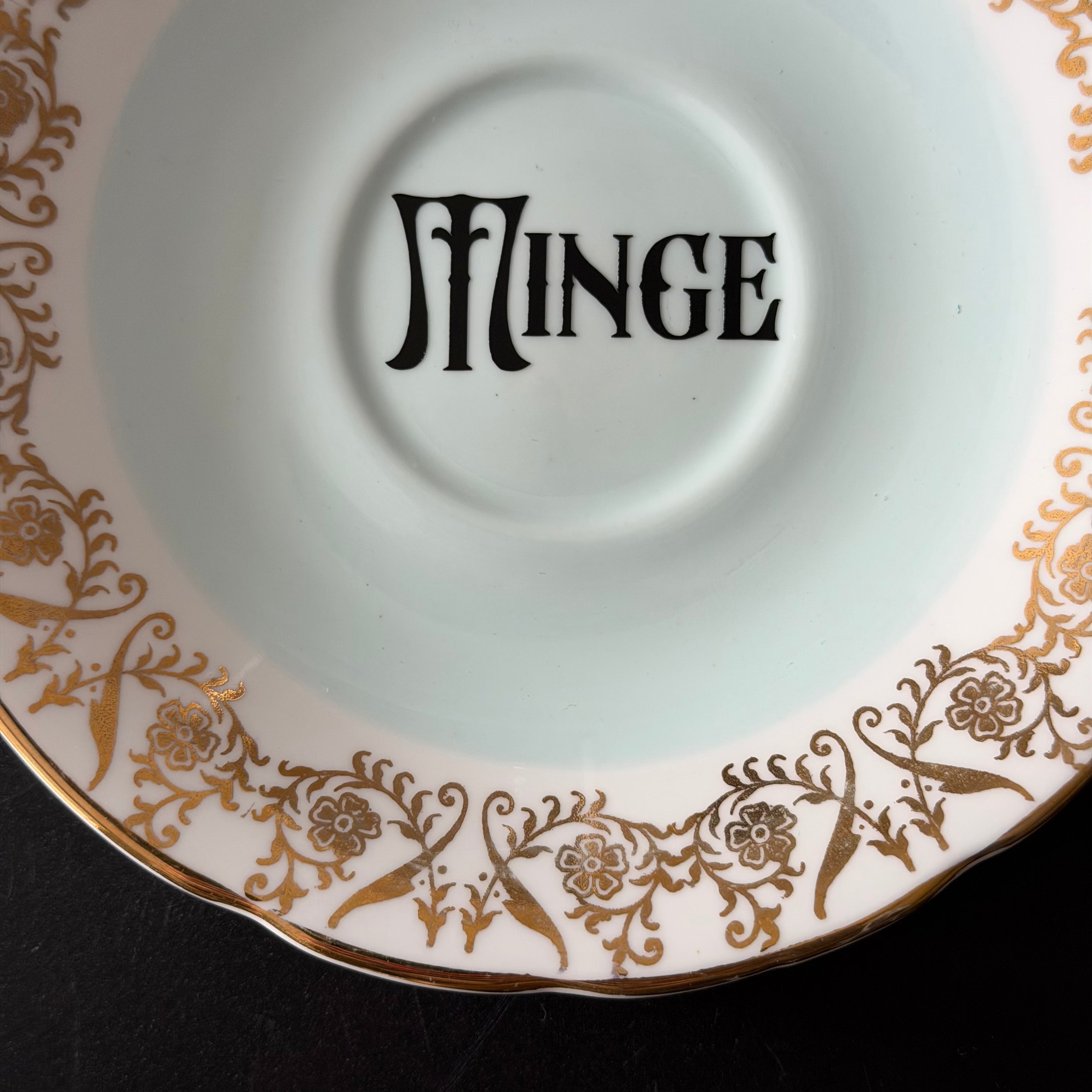 Minge Vintage Bone China Saucer, Funny Sweary Upcycled China Plate
