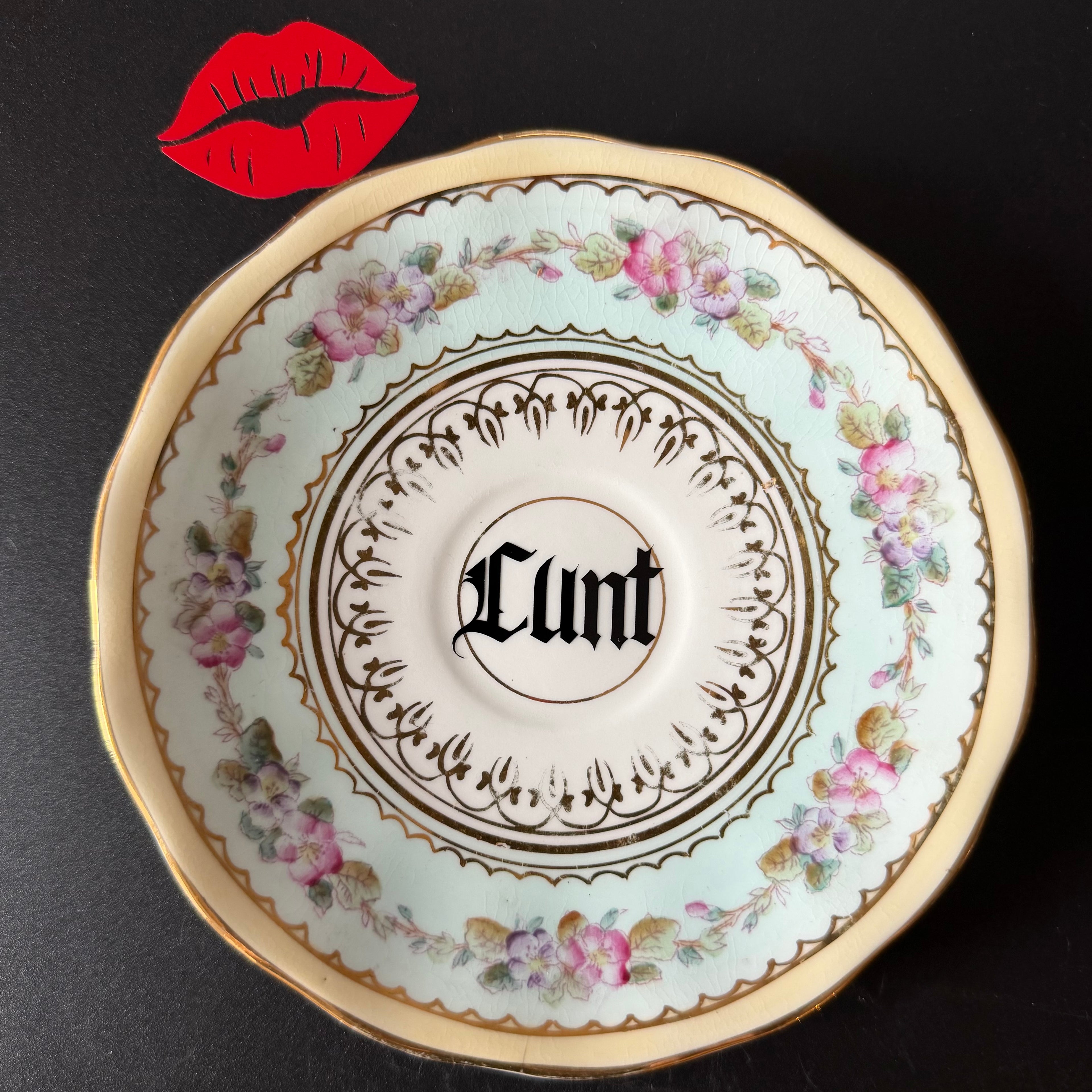 Cunt Vintage Bone China Gothic Saucer Plate