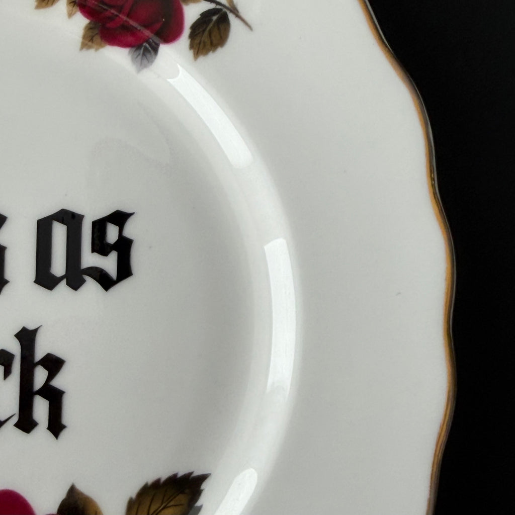 Sweet as Sin / Dark as Fuck - Set of 2 Vintage Sweary Bone China Plates