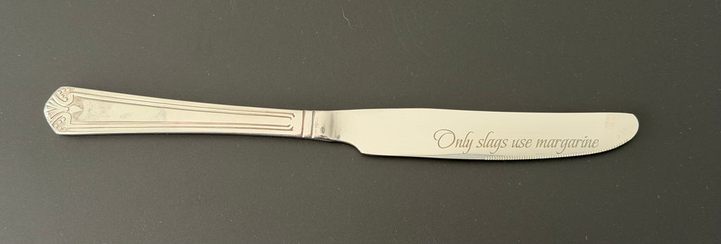Only Slags Use Margarine Engraved Porcelain Butter Dish & Knife Set, Funny Kitchen Gift