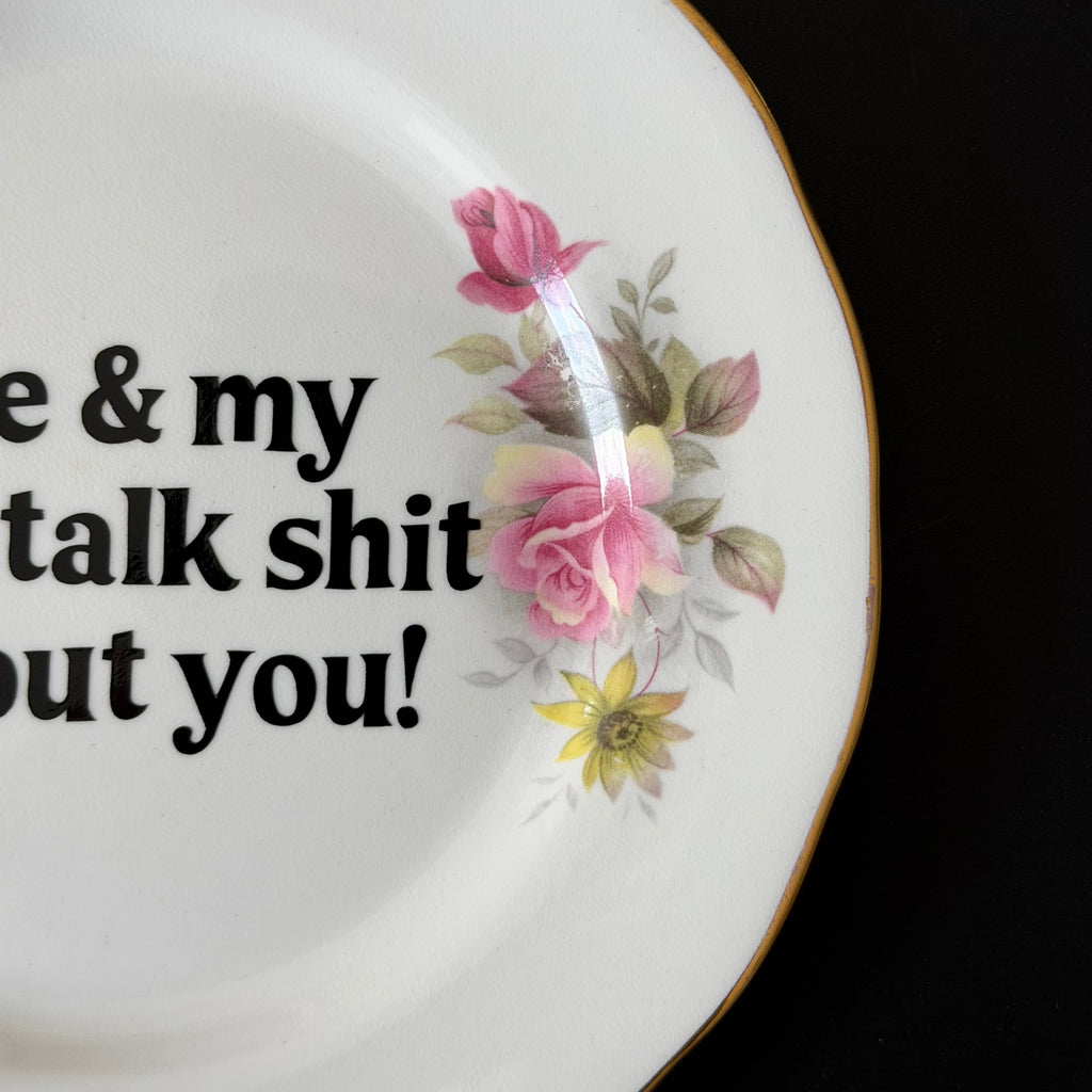 Me & My Dog Talk Shit About You, Queen Anne Bone China Vintage Plate