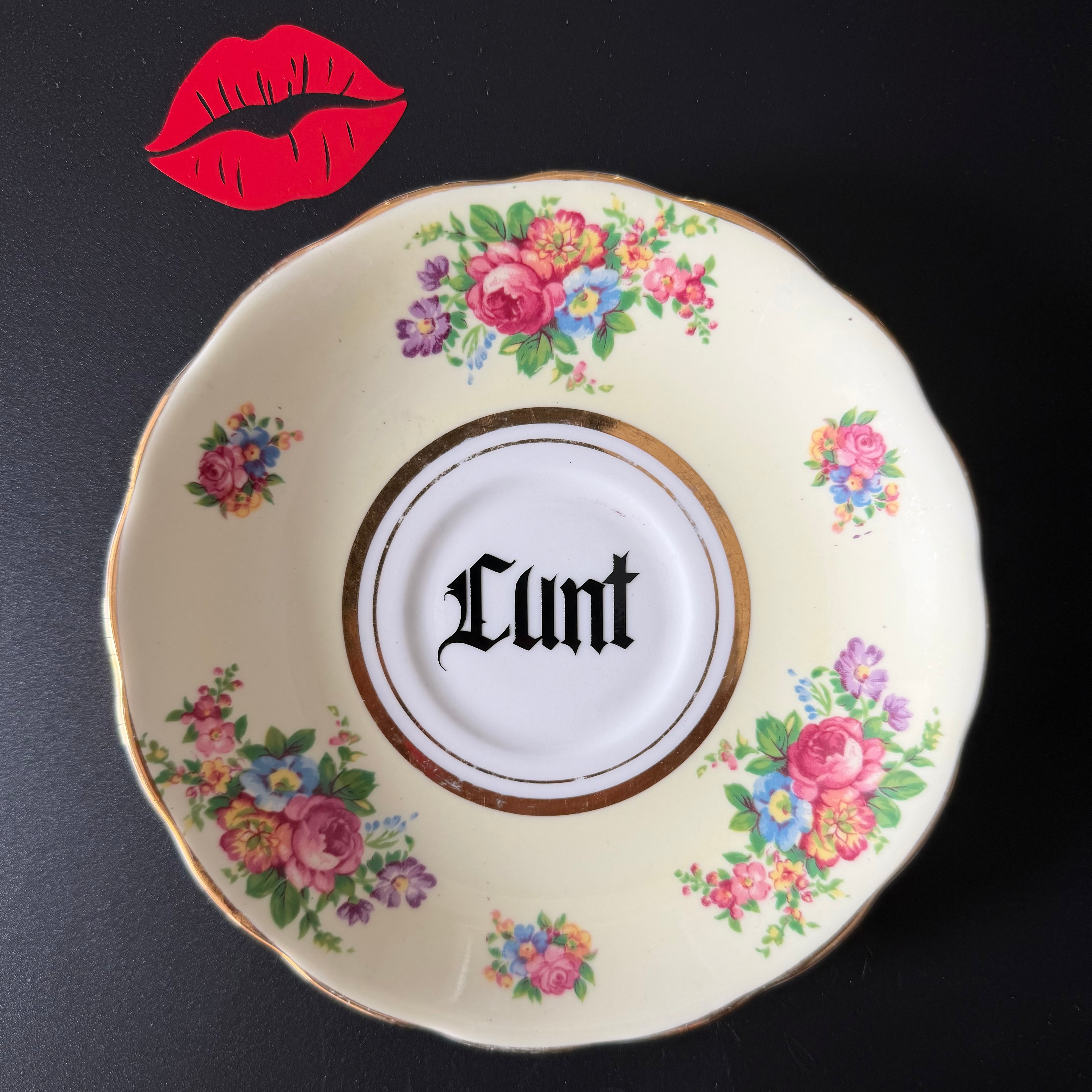 Cunt Vintage Bone China Gothic Saucer Plate