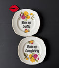 Kiss me Softly / Ruin me Completely - Set of 2 Vintage Royal Imperial Bone China Plates