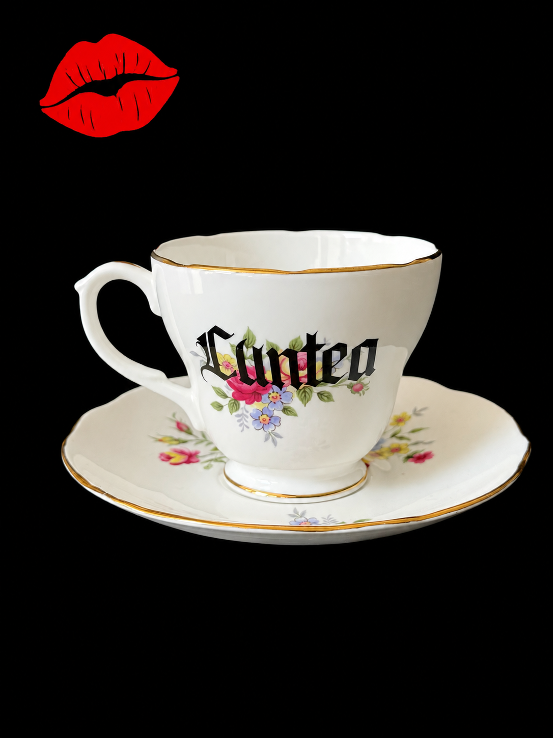 Cuntea Teacup & Saucer, Vintage Duchess Bone China Style Sassy Tea Set