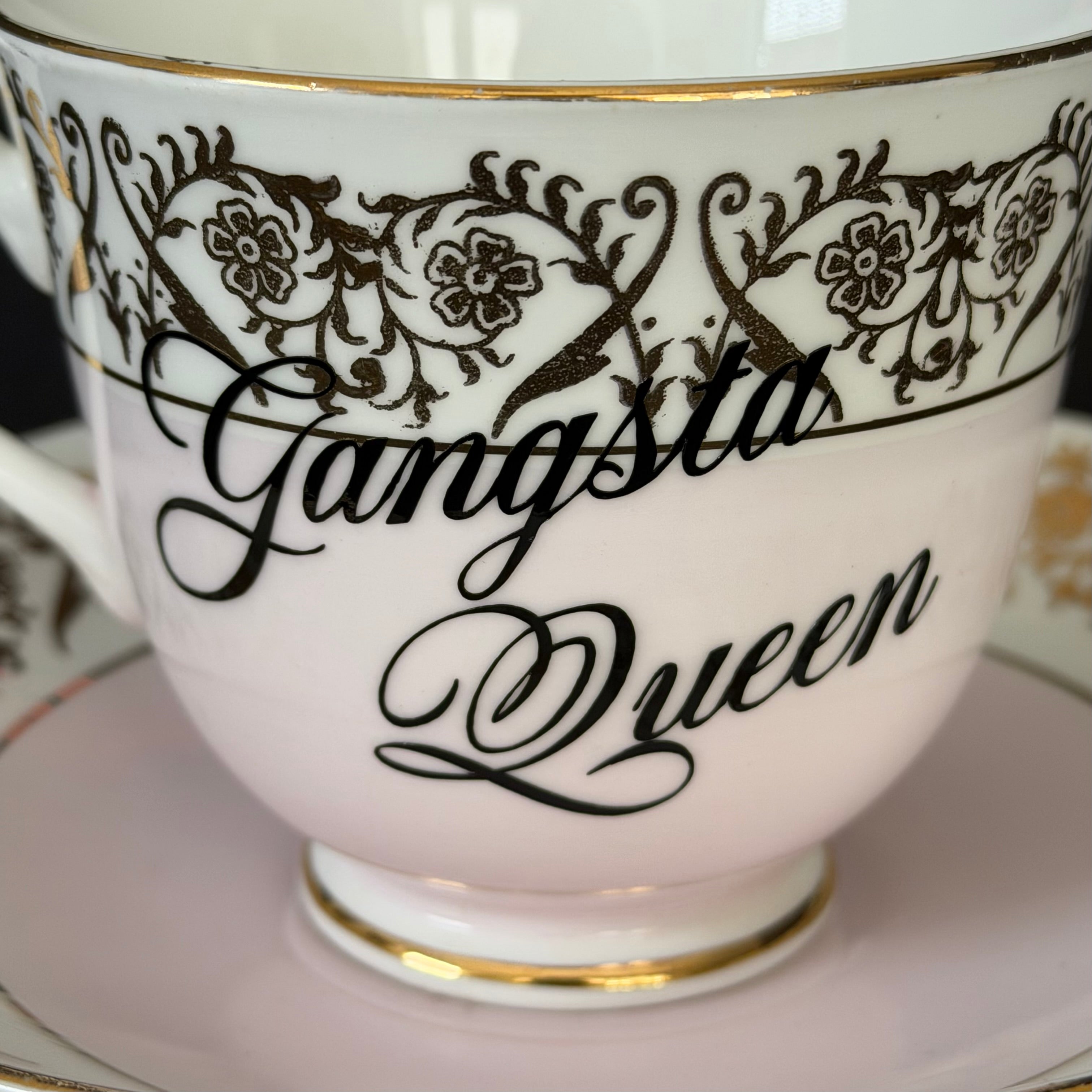 Gangsta Queen Vintage Bone China Statement Cup & Saucer, Home Decor