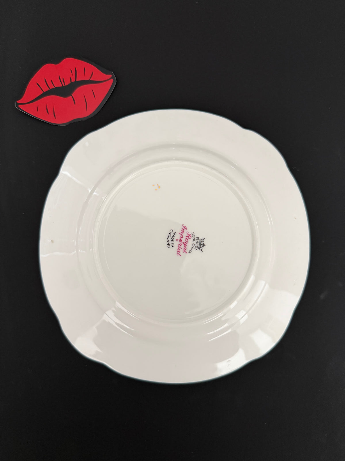 Kiss me Softly / Ruin me Completely - Set of 2 Vintage Royal Imperial Bone China Plates