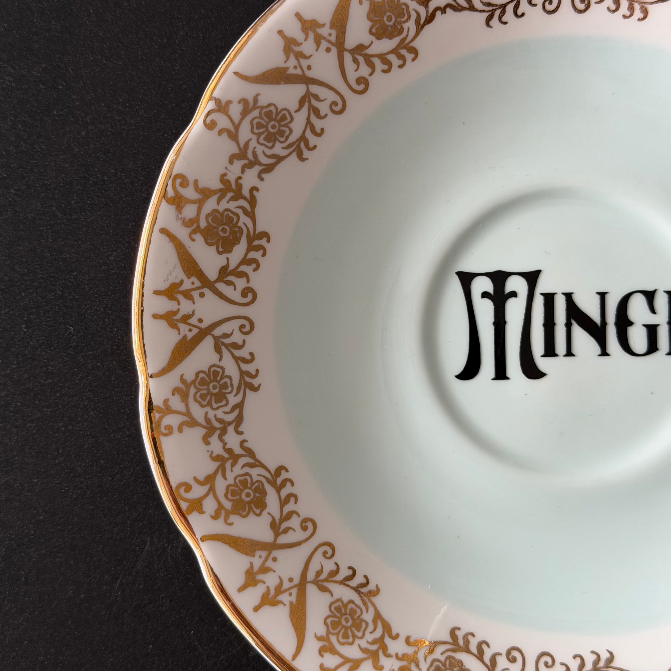 Minge Vintage Bone China Saucer, Funny Sweary Upcycled China Plate