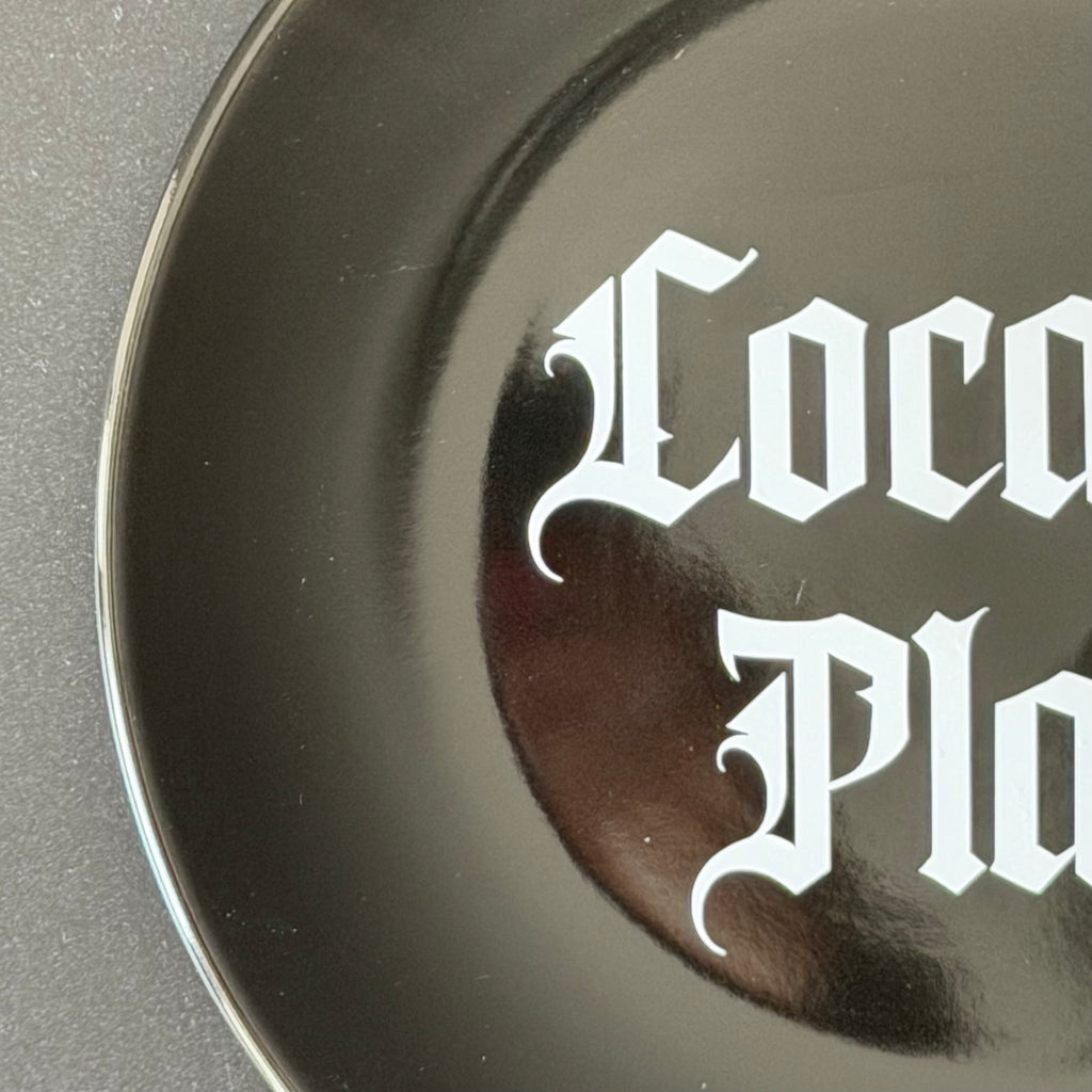 Cocaine Plate, Black Ceramic Plate Decorative Gothic Font