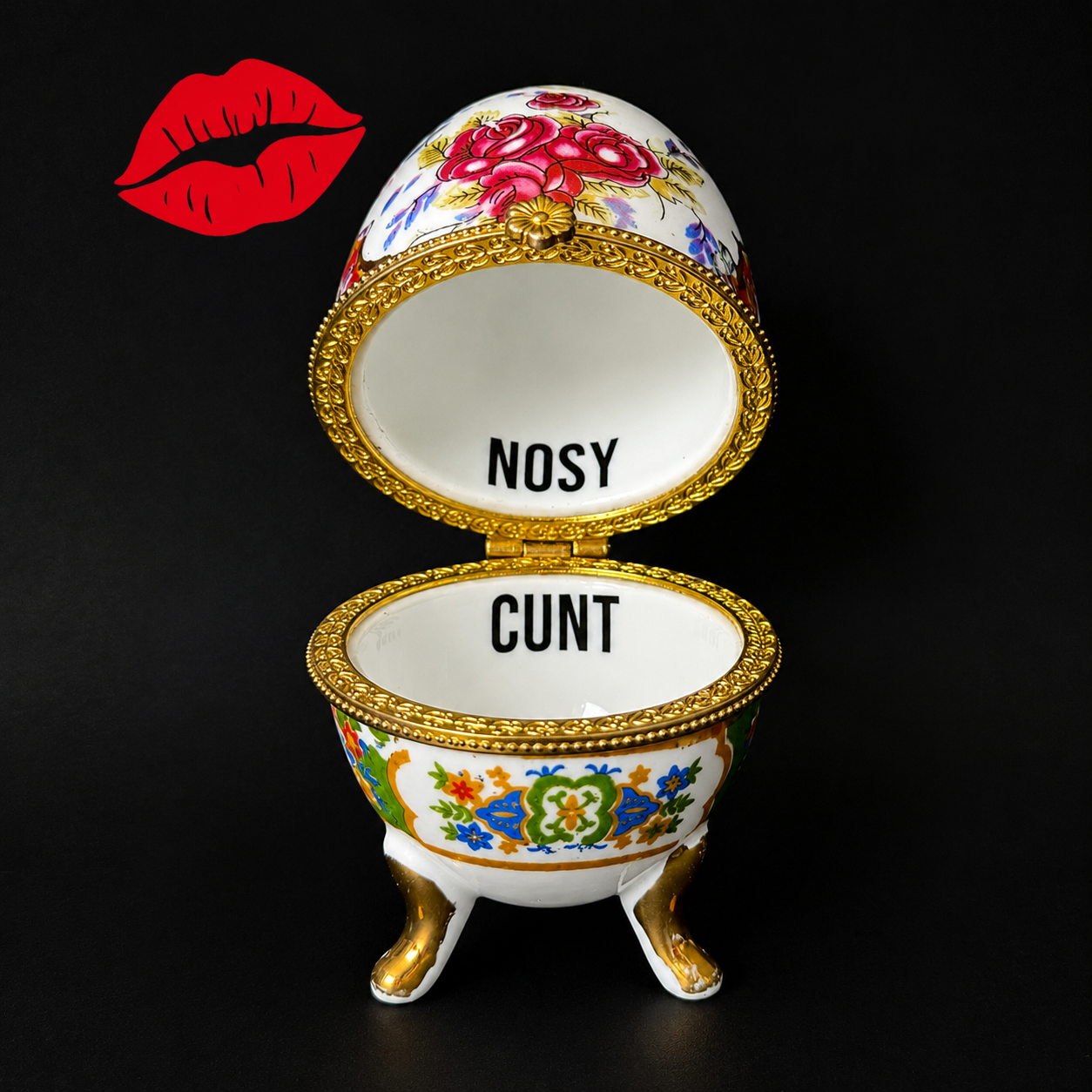 Nosy Cunt Vintage Porcelain Egg Trinket Box