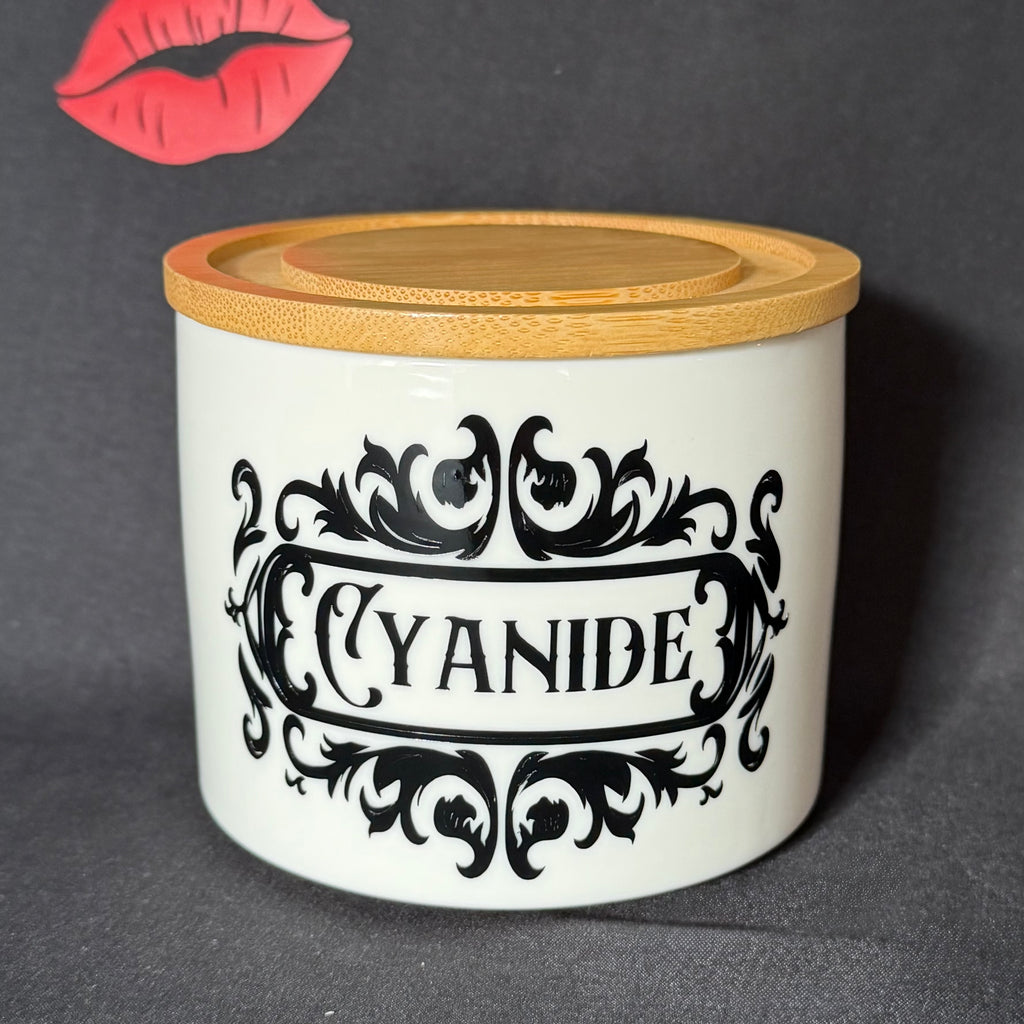 Funny Statement Storage Canister Cyanide, Decorative Kitchen Storage Jar, Bold Home Decor, Sassy Swears