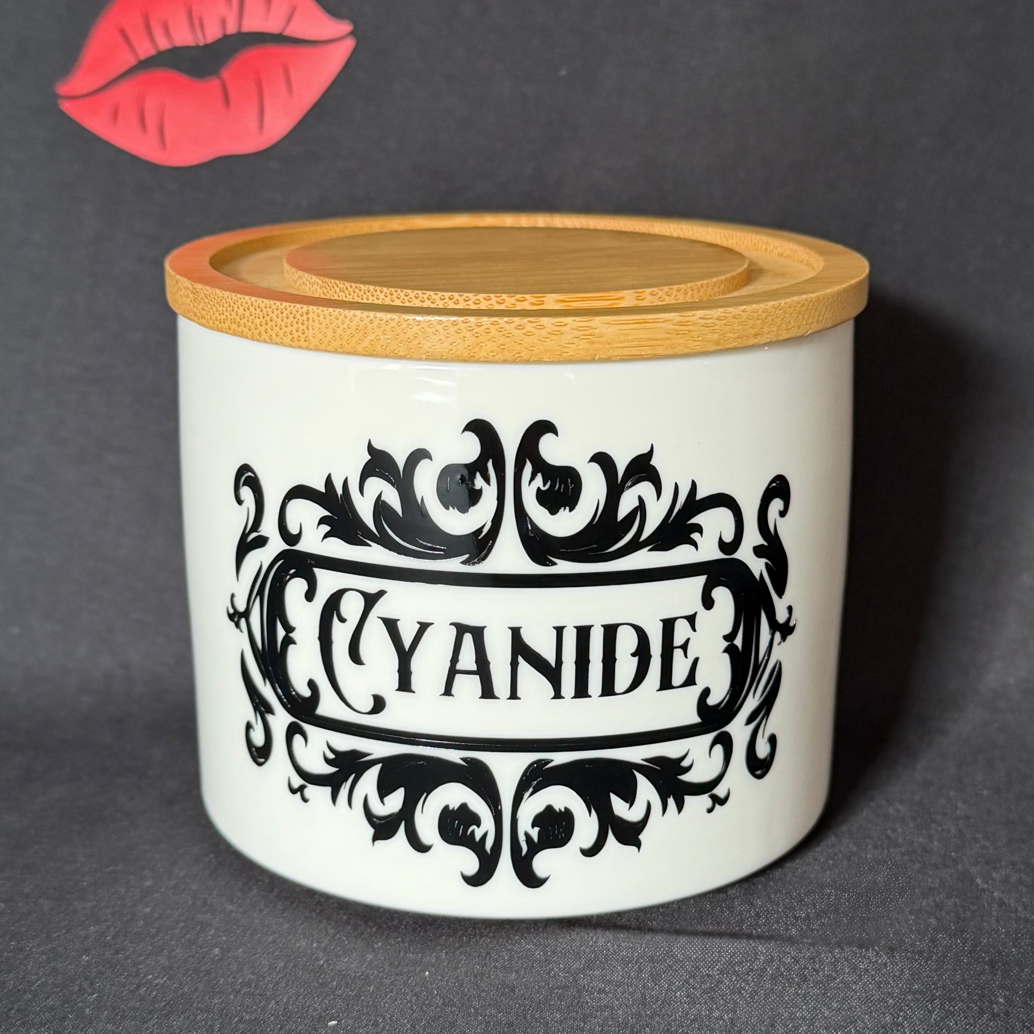 Funny Statement Storage Canister Cyanide, Decorative Kitchen Storage Jar, Bold Home Decor, Sassy Swears