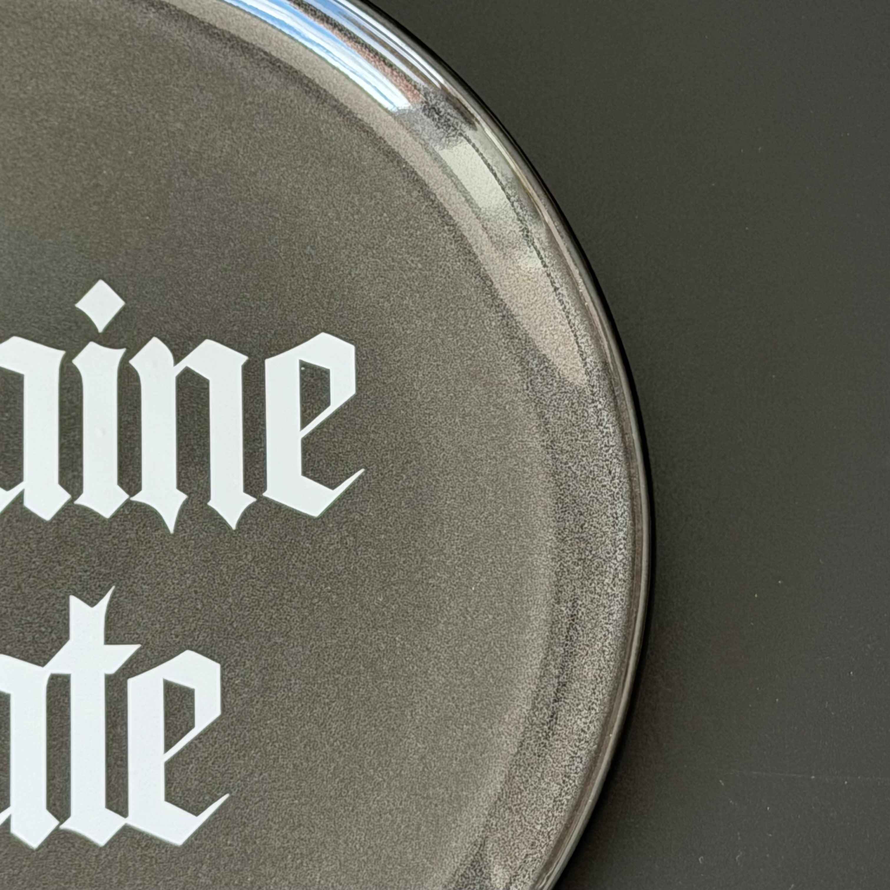 Cocaine Plate, Black Ceramic Plate Decorative Gothic Font