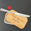 Only Slags Use Margarine Engraved Porcelain Butter Dish & Knife Set, Funny Kitchen Gift