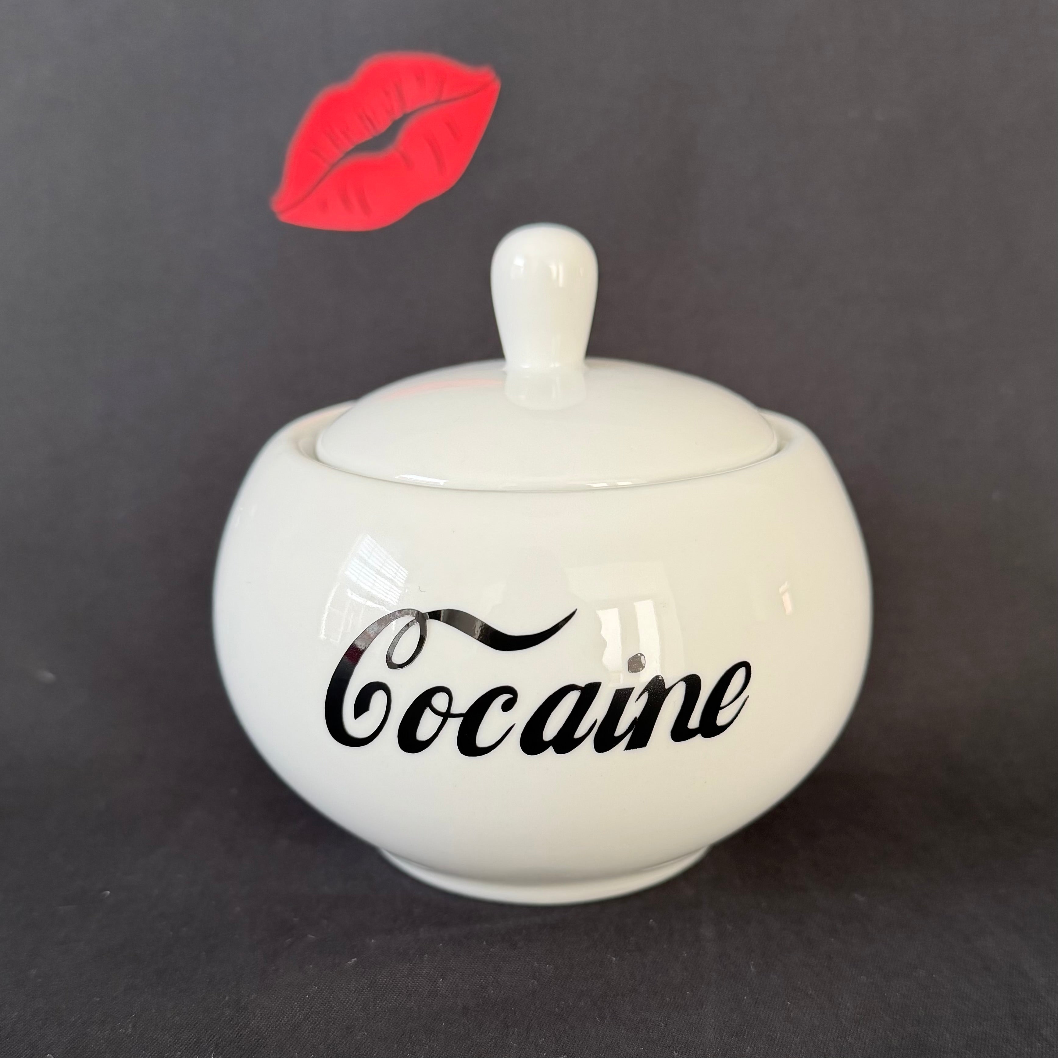 Cocaine, Funny Sugar Bowl – Round, Cheeky Kitchen Storage Jar, Sweary Kitchen Decor