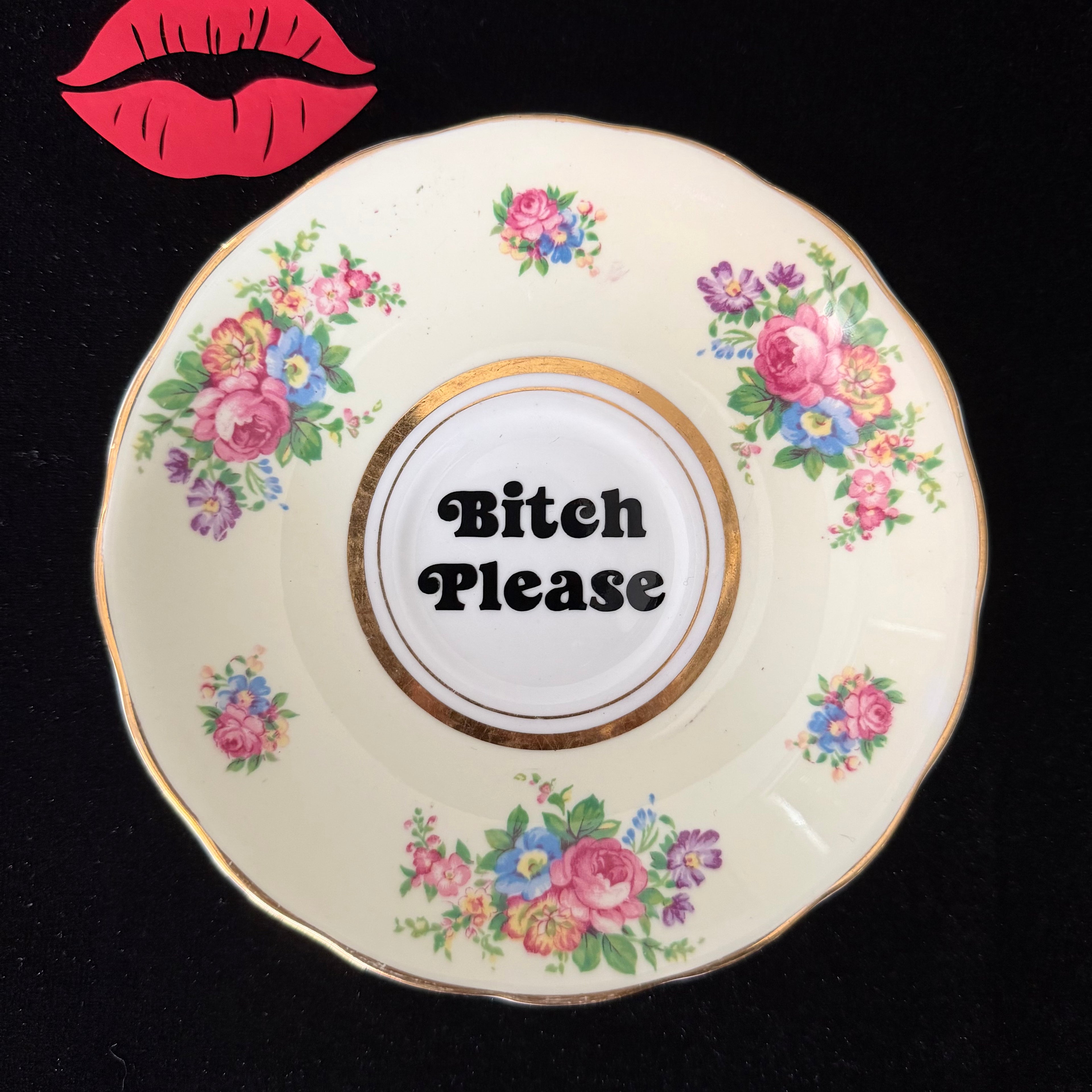 "Bitch Please" Vintage Bone China Decorative Plate | Sweary Gift | Sassy Swears