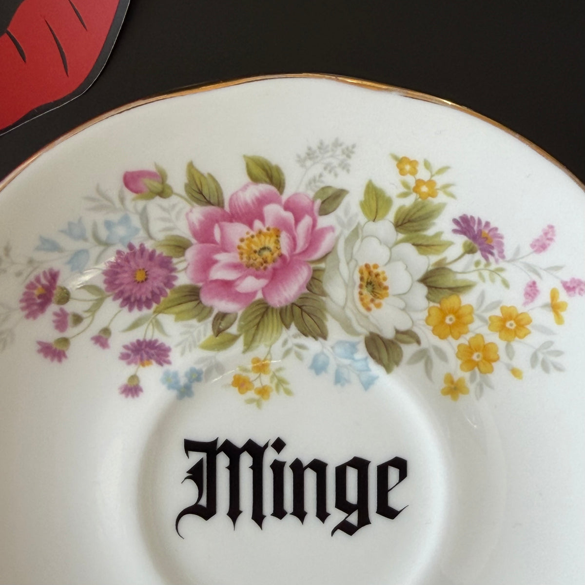 Minge Vintage Duchess Bone China Saucer, Funny Sweary Upcycled China Plate