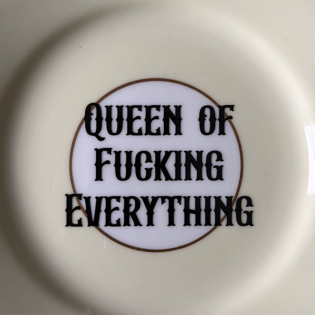 Queen Of Fucking Everything Funny Hand Decorated Ceramic Plate, Cheeky Decorative Home Decor Gift