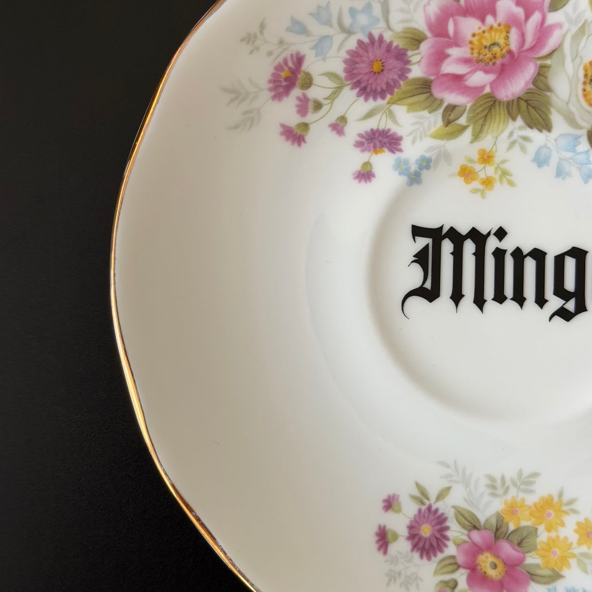 Minge Vintage Duchess Bone China Saucer, Funny Sweary Upcycled China Plate