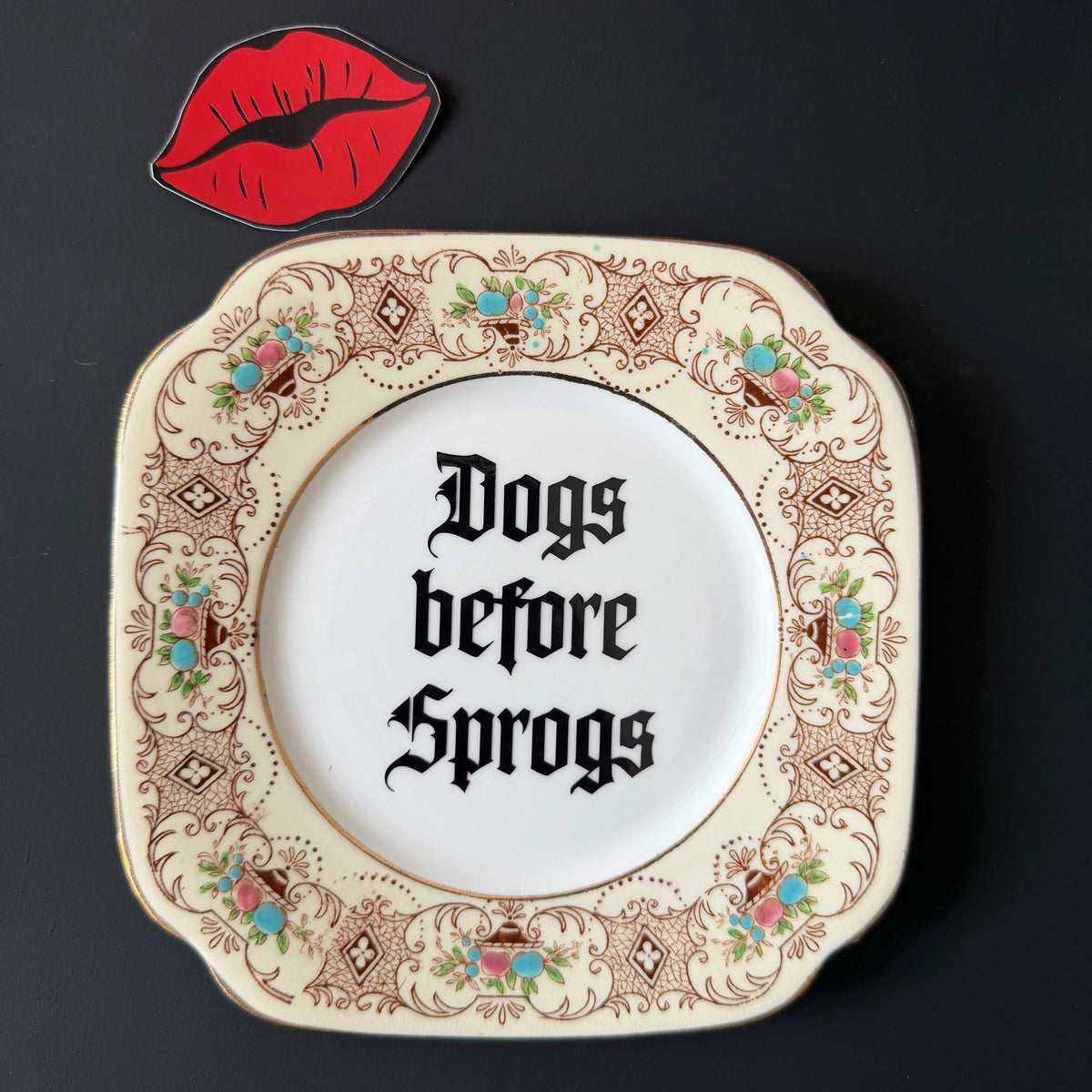 Dogs Before Sprogs, Vintage Roslyn China Plate
