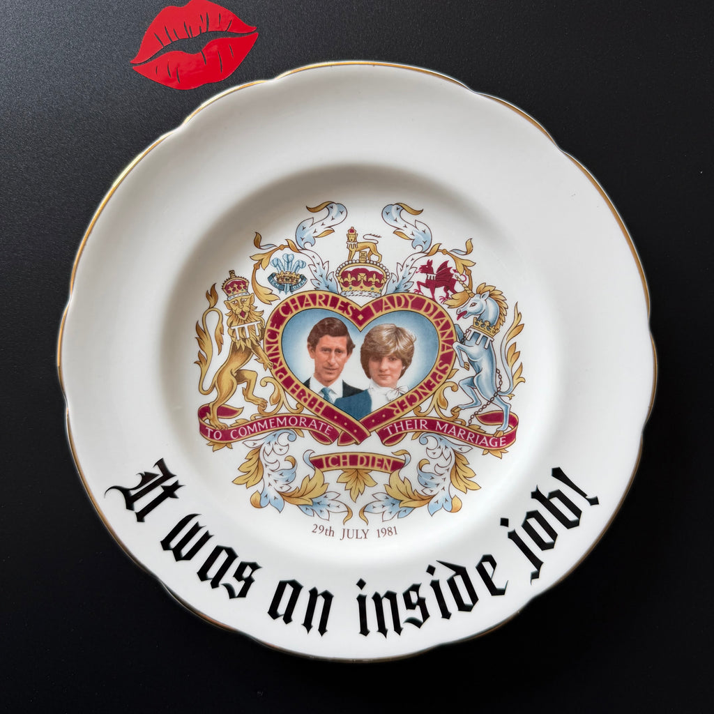 It Was an Inside Job Plate, Dark Humour Decor, Charles & Diana Commemorative Plate, Alternative Gothic Wall Decor, Sassy Statement Plate