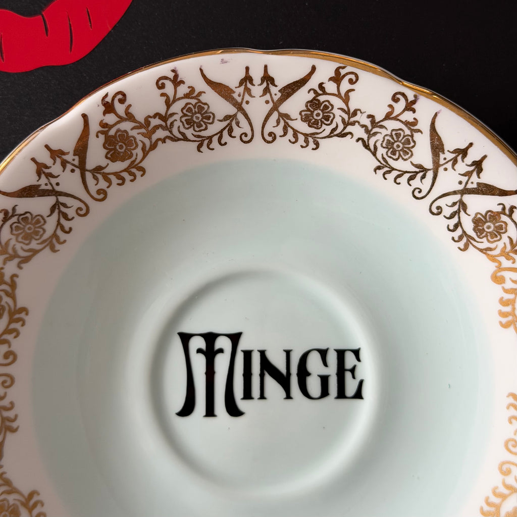 Minge Vintage Bone China Saucer, Funny Sweary Upcycled China Plate