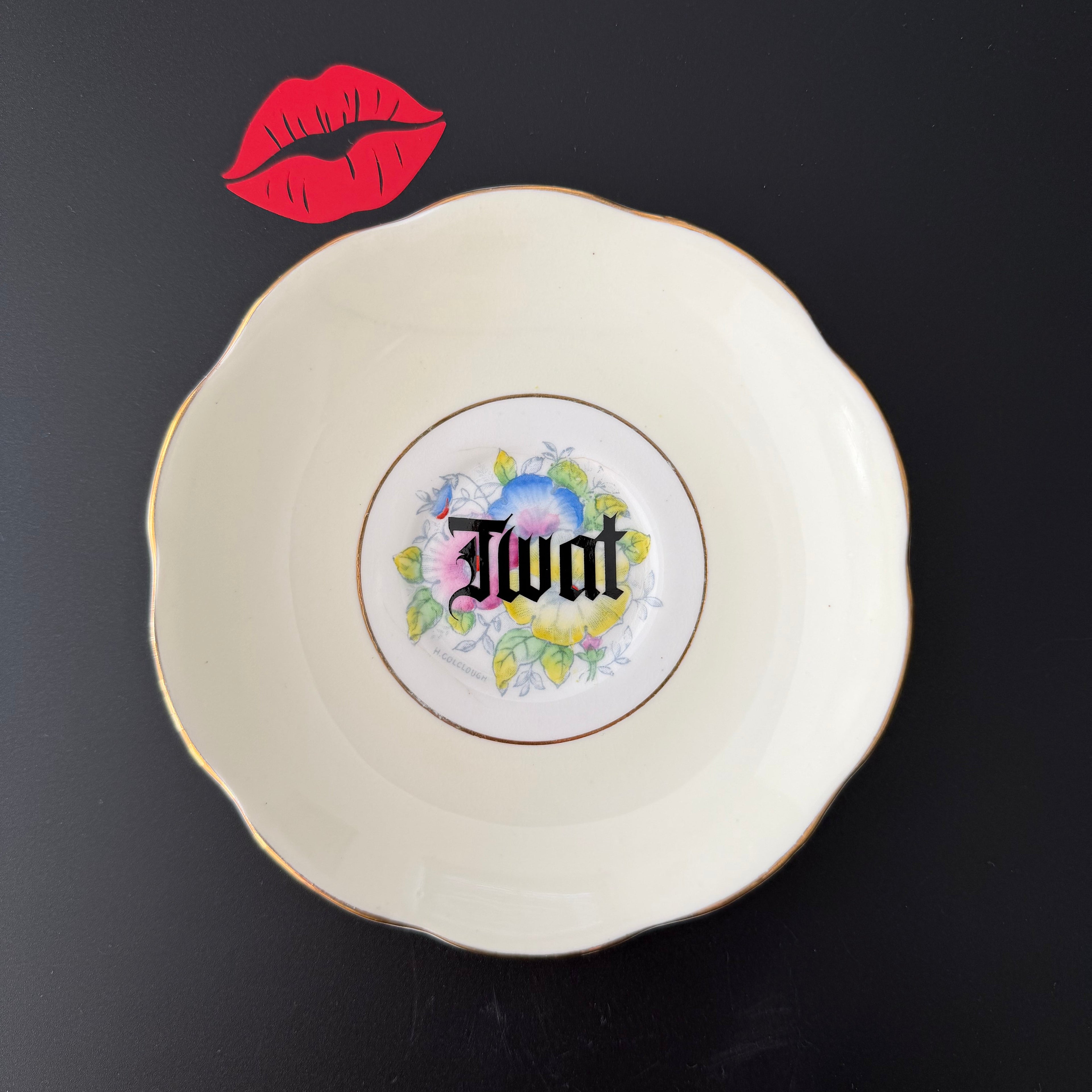 "Twat" Vintage Royal Crown Bone China Decorative Plate | Sweary Gift