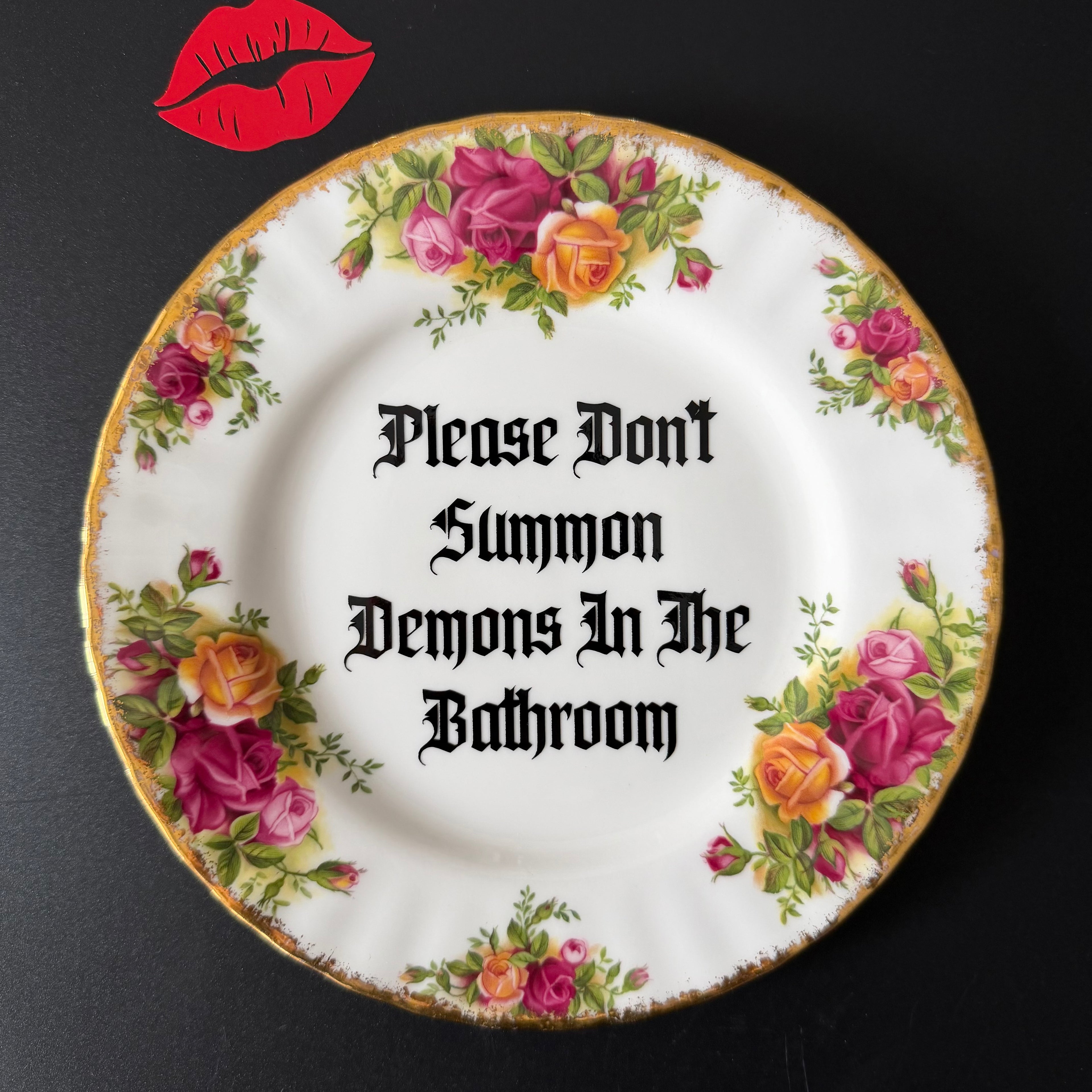 Please Don't Summon Demons In The Bathroom, Royal Albert Old Country Roses Plate