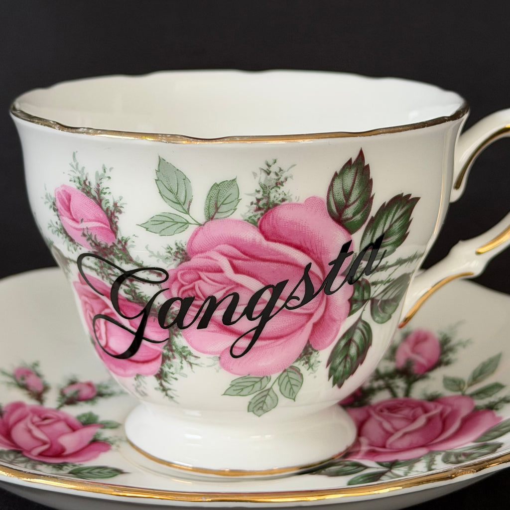 Gangsta Vintage Bone China Statement Cup & Saucer, Home Decor