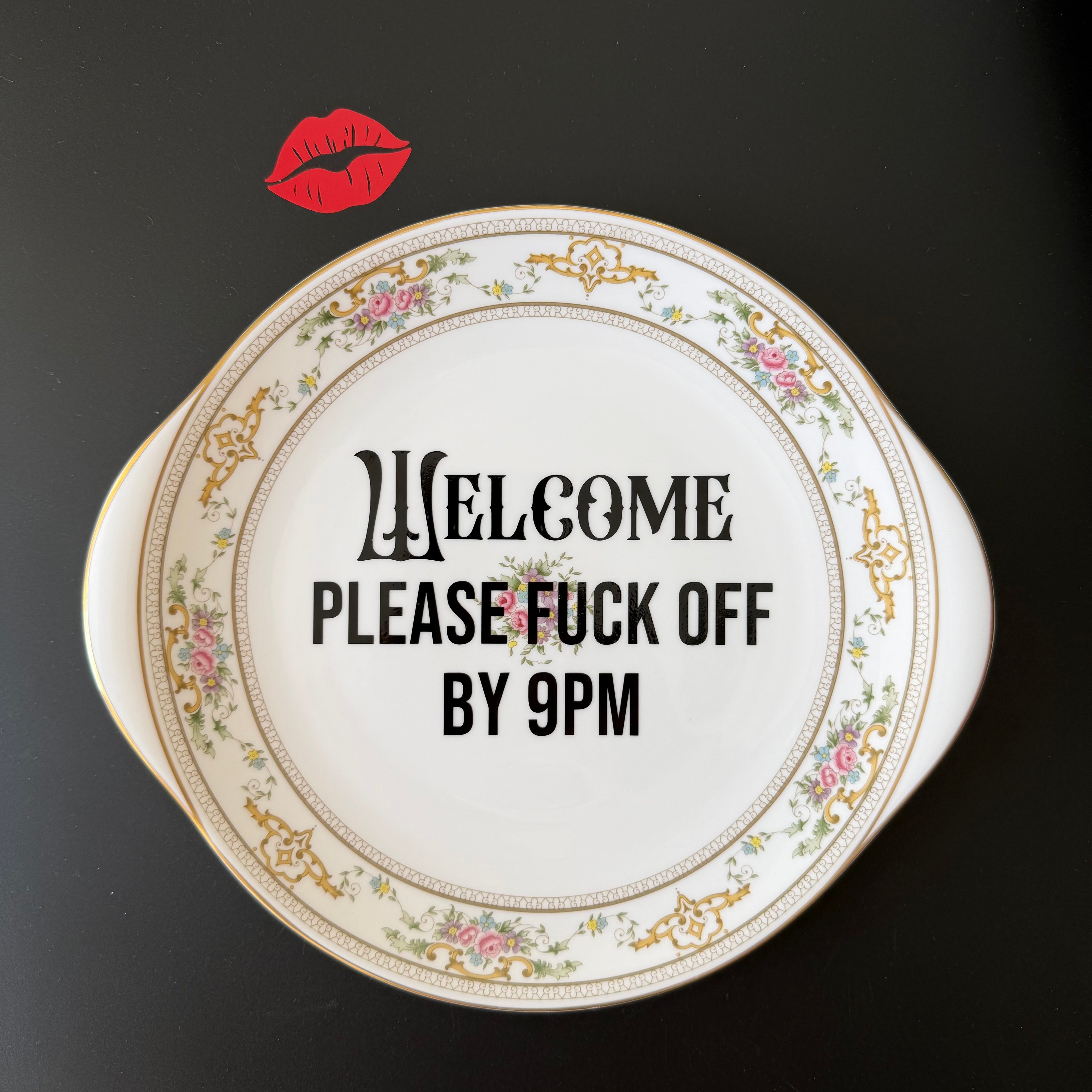 Welcome, Please Fuck Off by 9PM Decorative Bone China Serving Plate