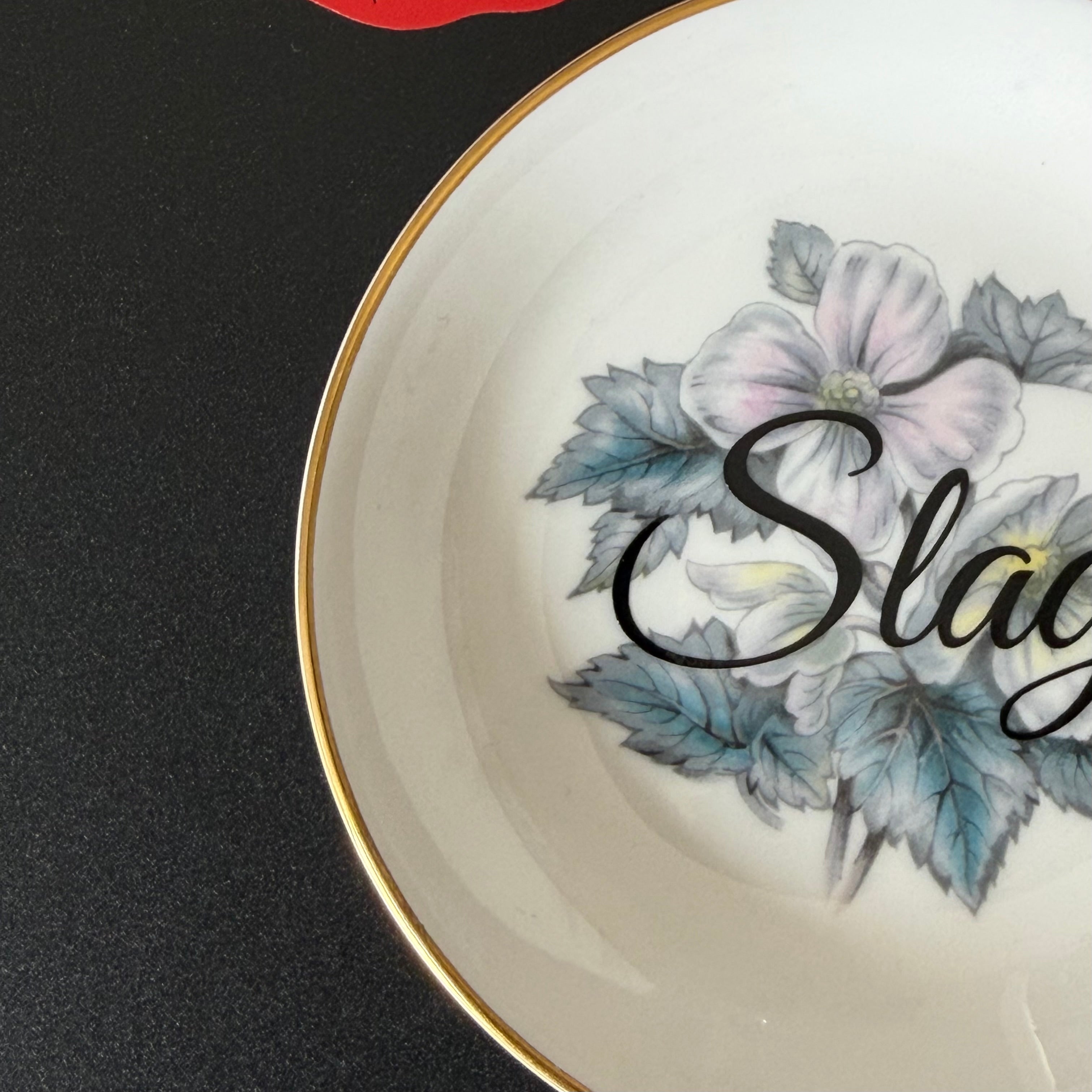 Slag Mini Trinket Dish, Royal Worcester Bone China, Funny Ring Dish