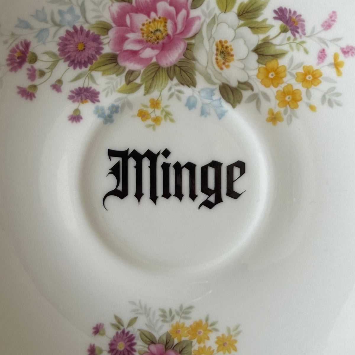 Minge Vintage Duchess Bone China Saucer, Funny Sweary Upcycled China Plate