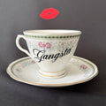 Gangsta Vintage Porcelain Statement Cup & Saucer, Home Decor