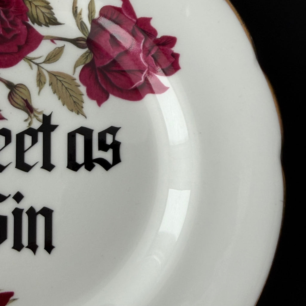 Sweet as Sin / Dark as Fuck - Set of 2 Vintage Sweary Bone China Plates