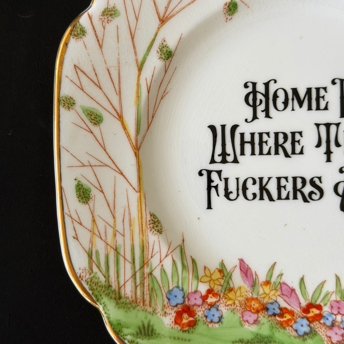 "Home Is Where Them Fuckers Ain't" Funny Rude Family Decorative Plate | Sweary Gift