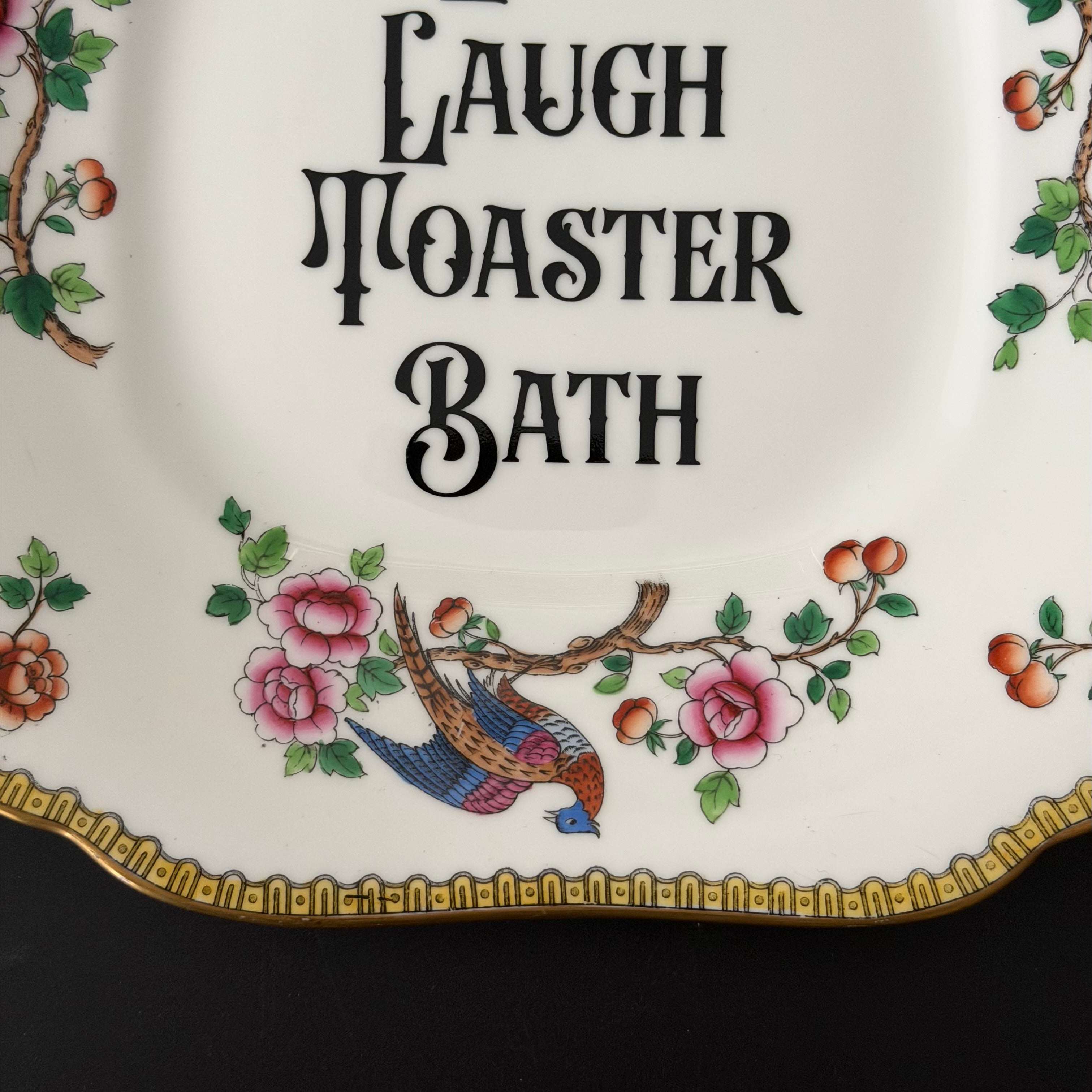 Live Laugh Toaster Bath Vintage Aynsley Bone China Large Plate