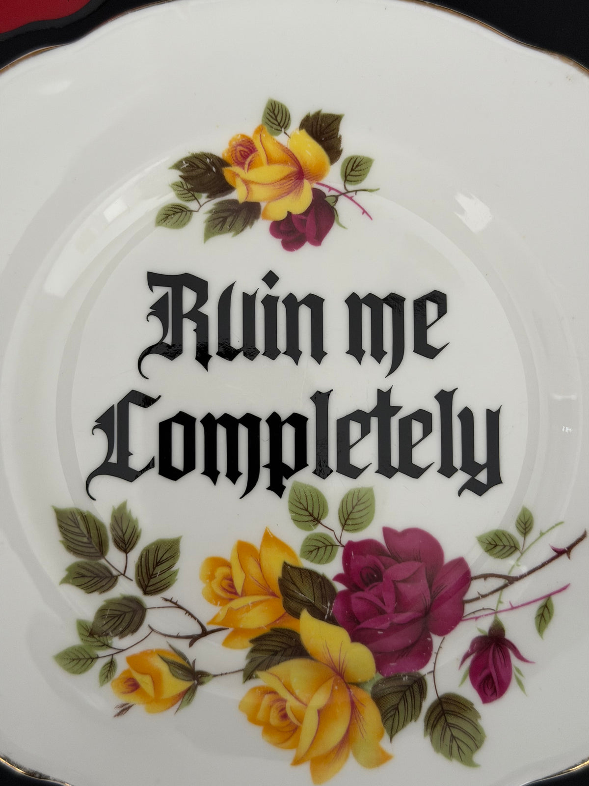 Kiss me Softly / Ruin me Completely - Set of 2 Vintage Royal Imperial Bone China Plates