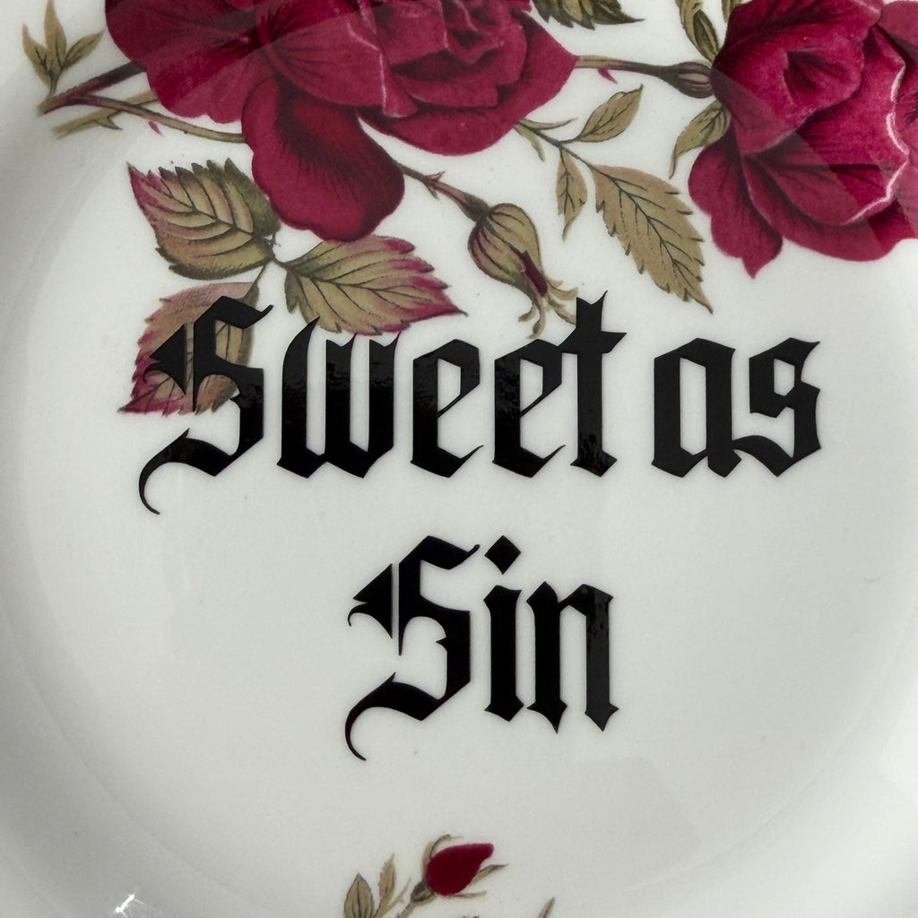 Sweet as Sin / Dark as Fuck - Set of 2 Vintage Sweary Bone China Plates