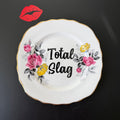 Total Slag, Vintage Royal Vale Fine Bone China Plate, Funny Floral Wall Display Plate