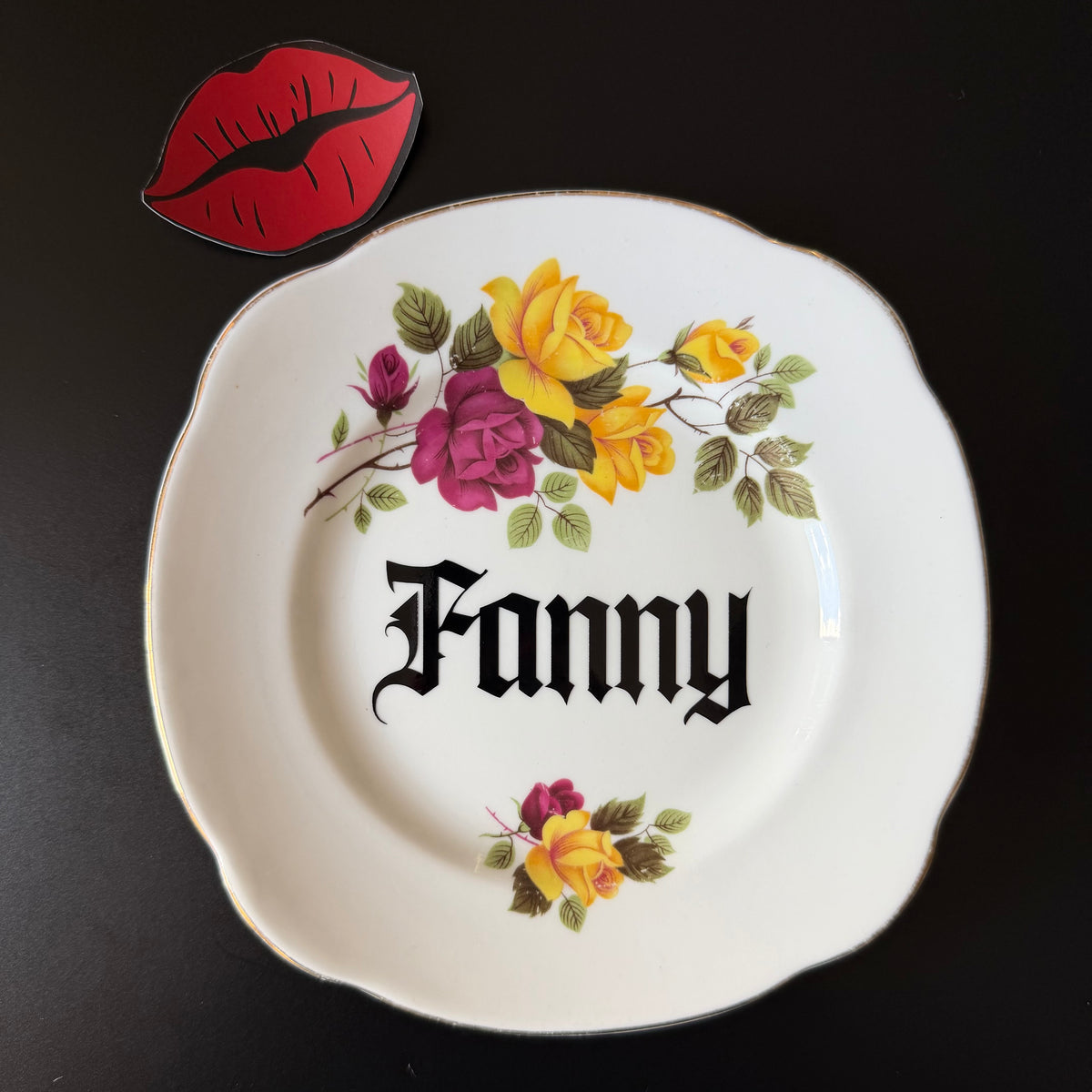 Fanny, Gothic Style Upcycled Vintage Bone China Plate