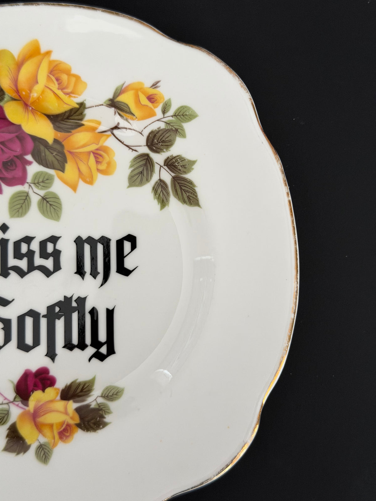 Kiss me Softly / Ruin me Completely - Set of 2 Vintage Royal Imperial Bone China Plates
