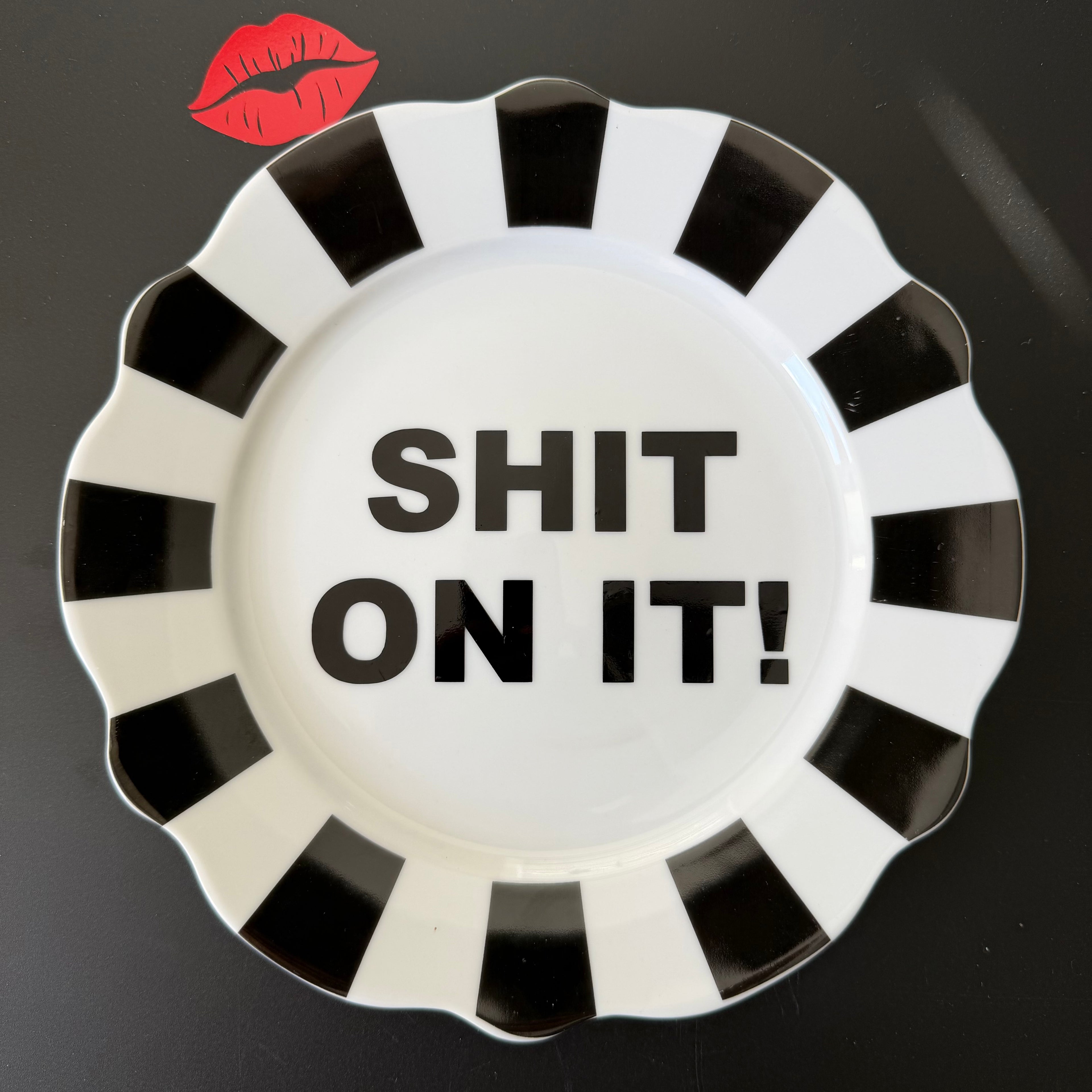 Shit On It Plate, Funny Sweary Decor, Modern Black and White Statement Decor