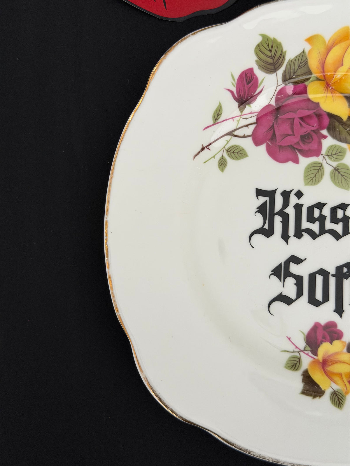 Kiss me Softly / Ruin me Completely - Set of 2 Vintage Royal Imperial Bone China Plates