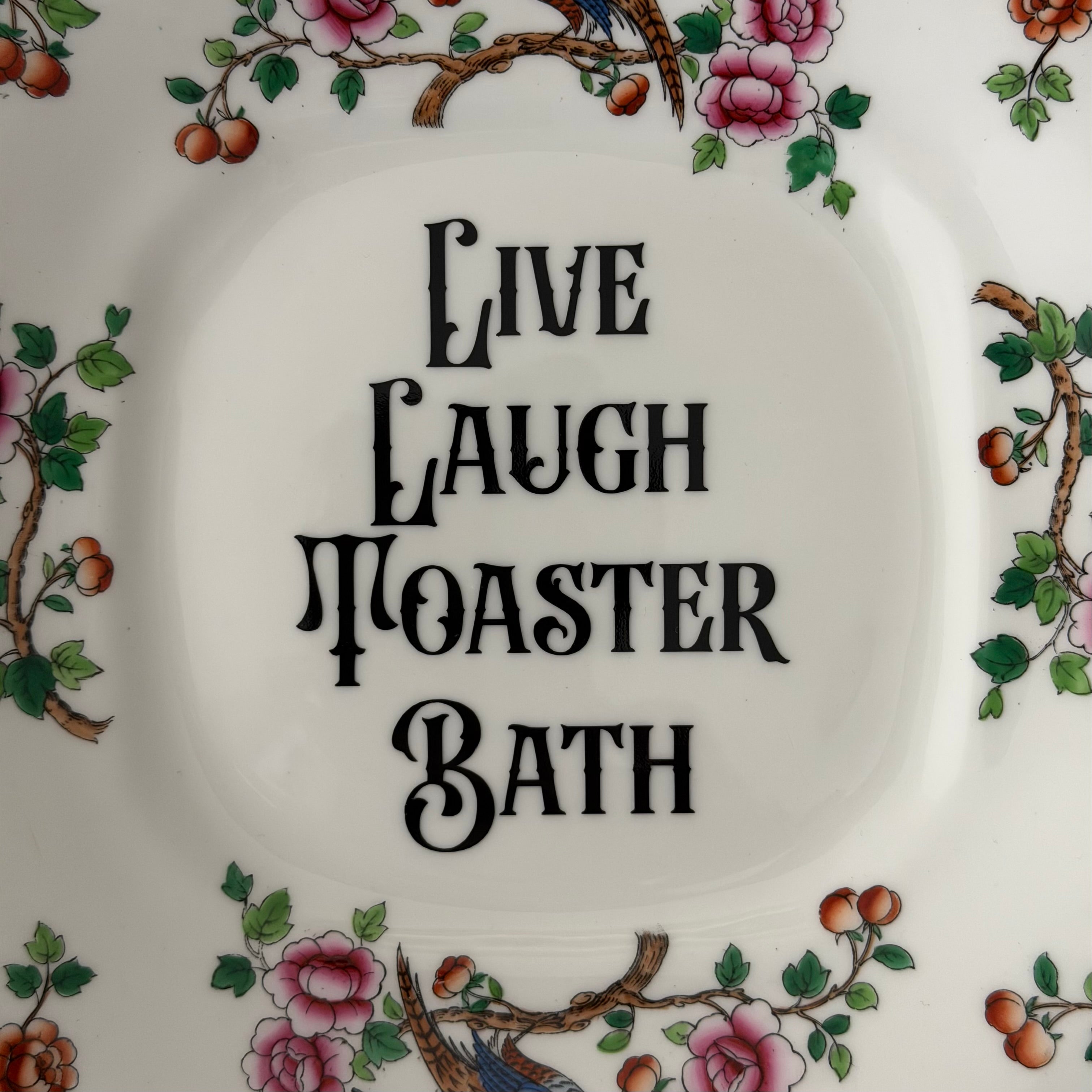 Live Laugh Toaster Bath Vintage Aynsley Bone China Large Plate