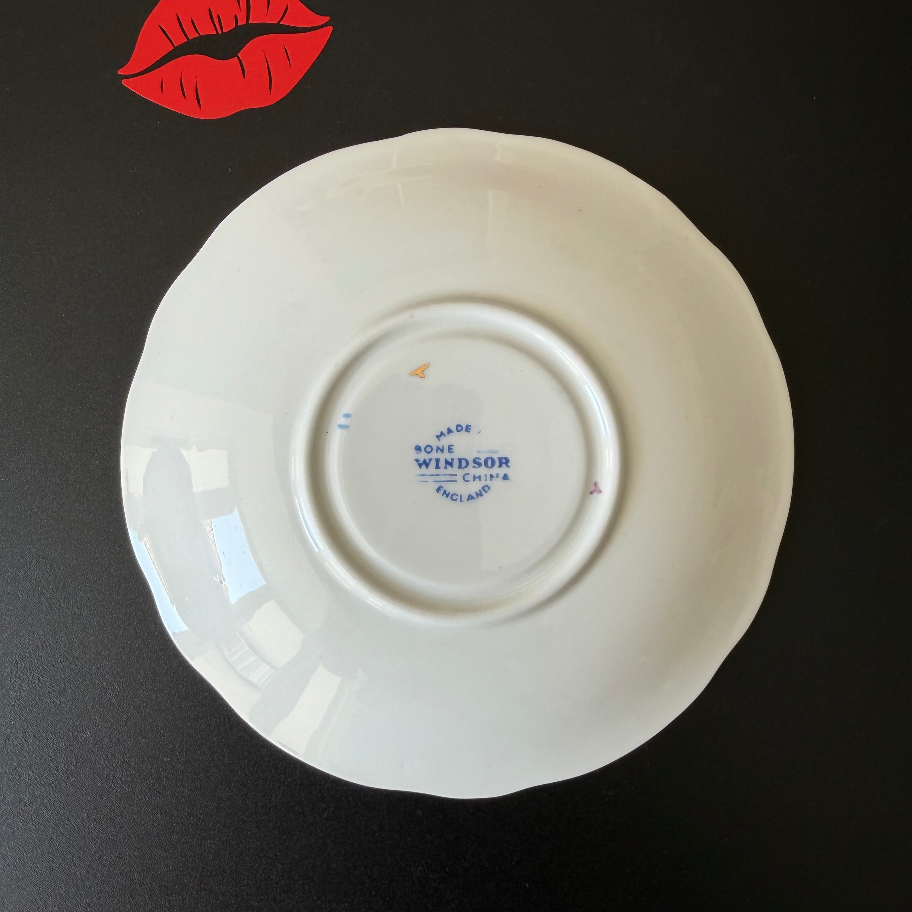 Vintage Bone China Saucer, Ffyc in Chrome Gold Vinyl, Cheeky Floral Saucer